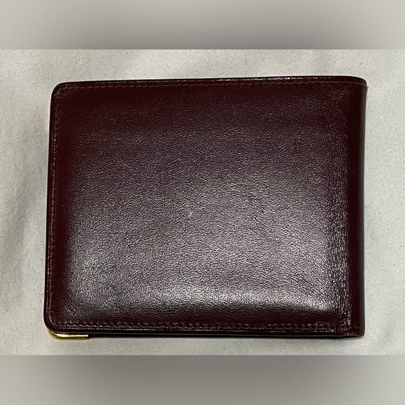 Cartier Authentic Vintage Maroon Leather Compact Wallet with Embossed Logo - Picture 3 of 16